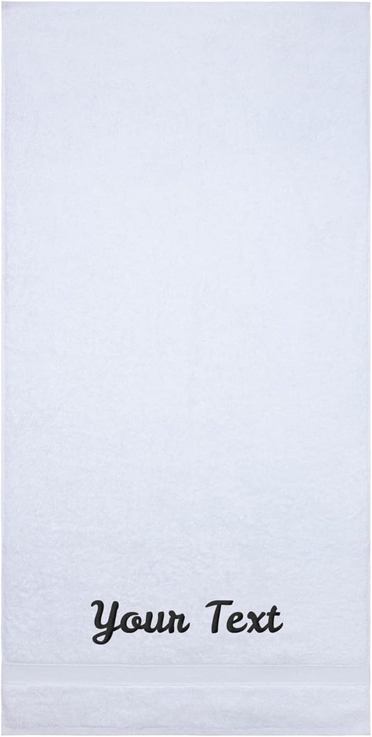 Personalized Bath Sheet Towels for Bathroom, Hotel, Spa, Pool, College Dorm, Super Soft, Highly Absorbent Turkish Cotton Monogrammed Oversized Towel 40" x 80" Extra Large Jumbo Bath Sheets, White