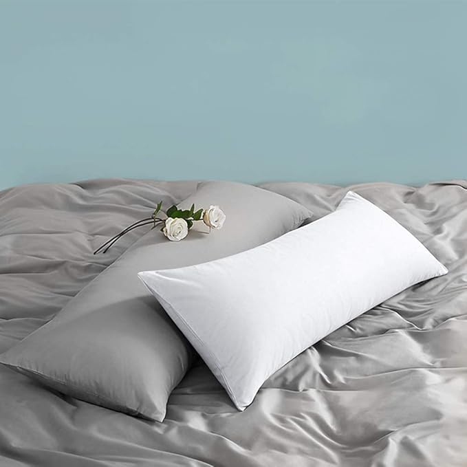 FLXXIE Body Pillow Cover - Super Soft Microfiber 20x54 Body Pillow Case - Envelope Closure, Wrinkle, Stain Resistant White Body Pillow Cover, 20x54, White
