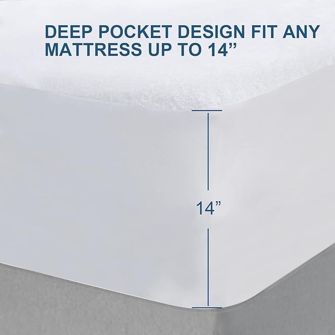 Twin XL Mattress Protector Cover Cooling,Extra Long Twin Waterproof Viscose Terry Mattress Protector for College Dorm Room Essentials,Soft and Noiseless,Deep Pocket Fits Up to 14 Inch,2 Pack