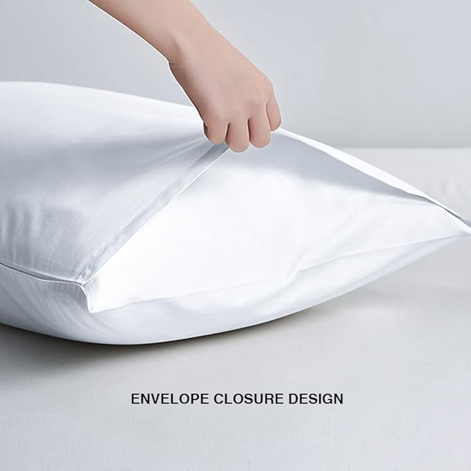 FLXXIE Microfiber Pillow Cases Queen Size Set of 2, Soft Pillowcases with Envelope Closure, Wrinkle Resistant Pillow Covers, 20x30, White