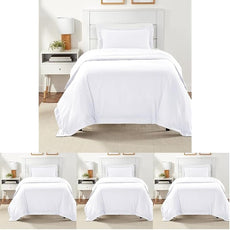 Amazon Basics Lightweight 2 Piece Microfiber Duvet Cover Set with Zipper Closure, Twin/Twin XL, Bright White, Solid (Pack of 4)