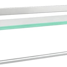 Bathroom Shelves with Towel Holder Rustproof 15.7'' Tempered Glass Shelf with Rails Wall Mounted Stainless Steel, Polished Chrome Decorative