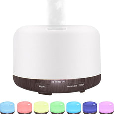 Essential Oil Diffuser 500ml,Aromatherapy Diffuser with 7 LED Lights,Quiet Air Humidifier 4-in-1 with Timer & Auto-Off,Compact Scent Diffuser for Bedroom,Yoga,SPA,Baby Room(Portable Model)