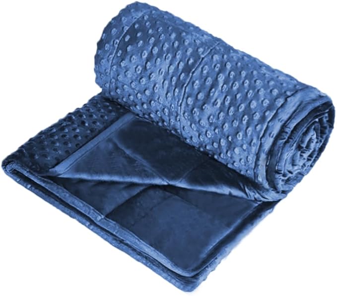 ALANSMA Reversible Weighted Blanket for All Season, Luxury Velvet, Warm and Cool, Adult 15Lb Blue Weighted Blanket, Enjoy Sleeping Anywhere(Blue,60"x80" 15lbs)
