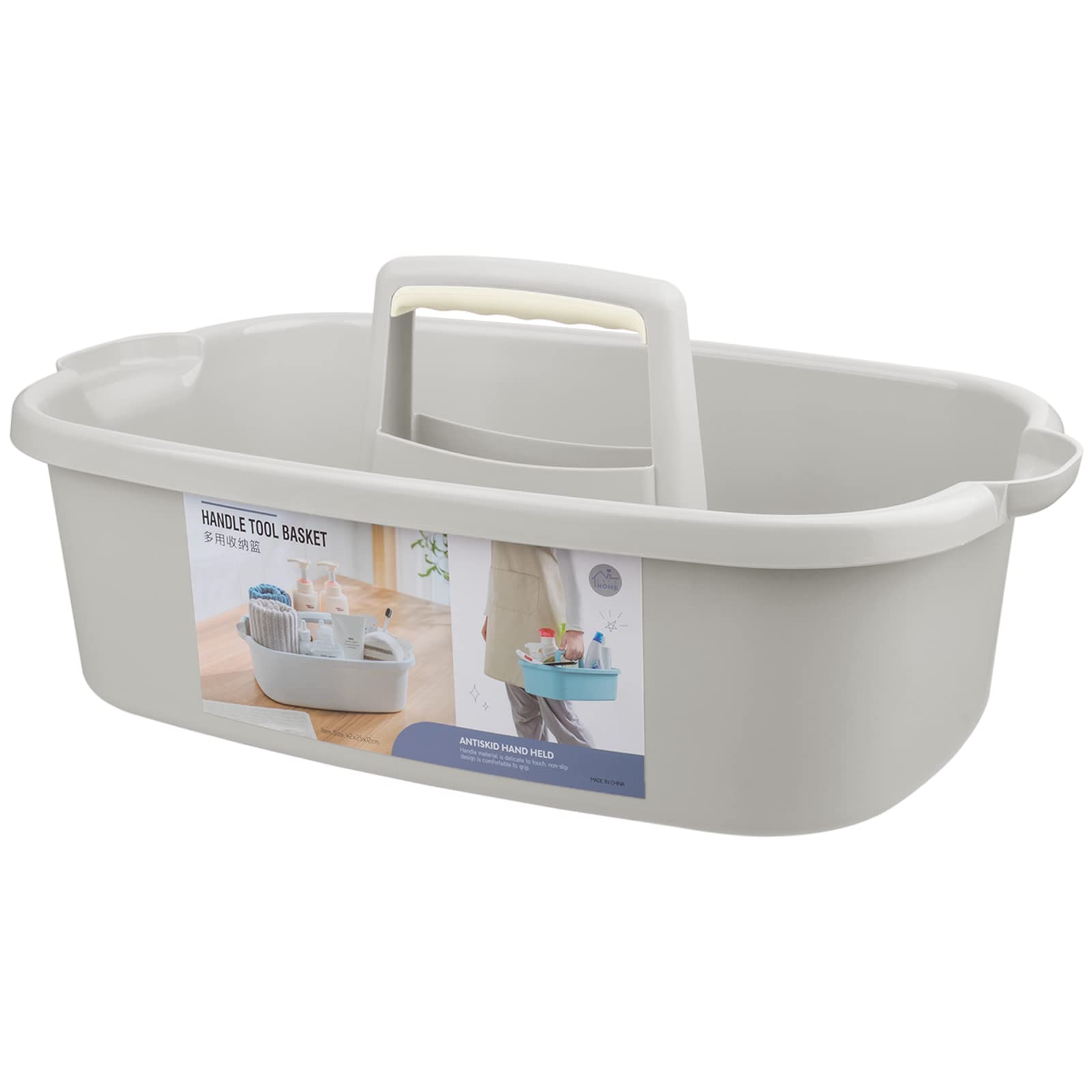 JiatuA Large Cleaning Supplies Caddy Portable Shower Basket Supply Organizer with Handle Plastic Bucket Tool Storage for Bathroom, Bedroom, Kitchen, College Dorm, Garden, Dark Gray Dormly