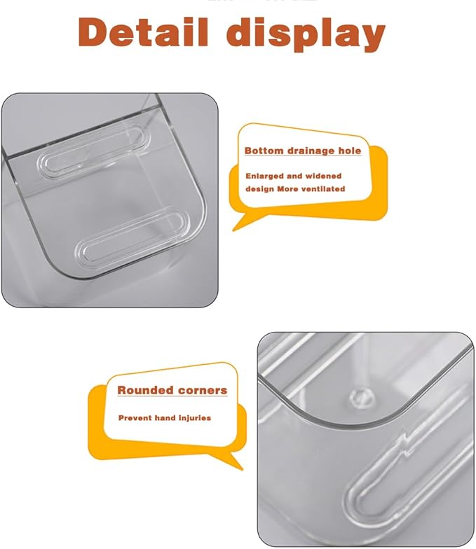 Adhesive Wall Mount Organizer Box,Acrylic Shelves for Wall,No Drilling Hang Walls,with Self Adhesive Tape,Automatic Draining for Bathroom, Kitchen, Living Room - Clear (Small)