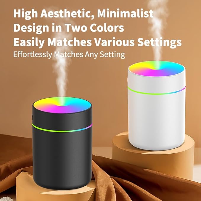 180ml Portable Small Humidifier with Colorful LED Night Light, USB Personal Desktop Humidifier for Car Home Office Travel, Auto Shut-Off, 2 Mist Modes, Super Quiet