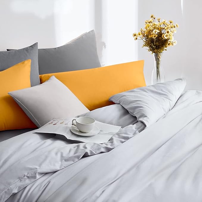 FLXXIE 2 Pack Microfiber King Pillow Cases, 1800 Super Soft Pillowcases with Envelope Closure, Wrinkle, Fade and Stain Resistant Pillow Covers, 20x36, Ginger Yellow