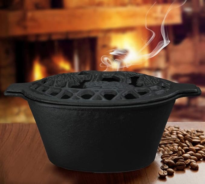 Fire Beauty Woodstove Steamer Stove Humidifier Cast Iron Lattice Top Rust Resistant 2.3 Quart Capacity (wolf)