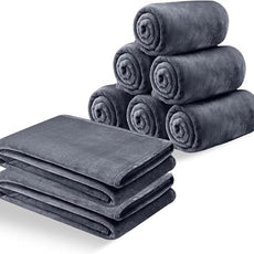 IR Imperial Rooms Fleece Blankets Queen Size 90x90 Inches- 8 Pack - Super Soft Fluffy Throw Blanket for Sofa and Bed - Warm and Cozy Lightweight 400 GSM Microfiber Bed Throws Blankets (Dark Grey)