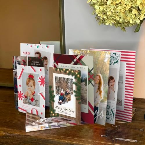 Greeting Card Display and Organizer for Table Shelf Desk Mantel | Holds up to 30 Cards | Greeting Cards Birthday Cards Photos Postcards | Crystal Clear Solid Acrylic | Perfect for Teachers