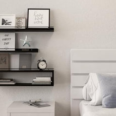 WOPITUES Floating Shelves for Wall 24 inch with Cube Shelf, Wall Shelves with Metal Rail for Decor, Bathroom Organizers and Storage, Over Toilet Shelves for Bathroom, Toilet Paper-Black