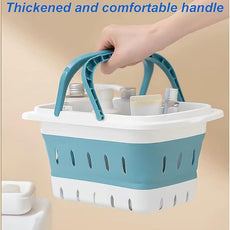Foldable Plastic Shower Caddy Basket 2 Pcs, Portable and Durable Toiletries Caddy with Handles Ideal for Dorm, Bathroom, Cleaning, Kitchen, Camping, Waterproof, Easy to Clean (Grey 2 pack)