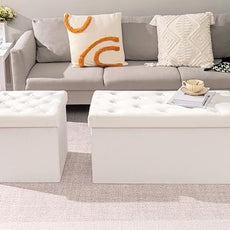 B FSOBEIIALEO Folding Storage Ottoman, Long Ottomans Shoes Bench, Velvet Storage Chest Footrest Seat 31.5