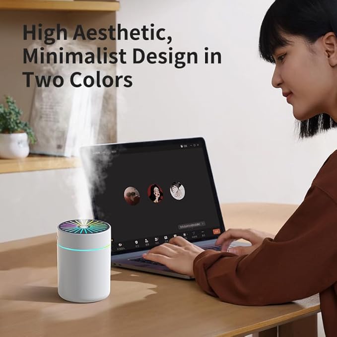 180ml Portable Small Humidifier with Colorful LED Night Light, USB Personal Desktop Humidifier for Car Home Office Travel, Auto Shut-Off, 2 Mist Modes, Super Quiet