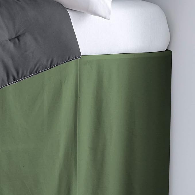 600TC -Dorm Bed Skirt - Split Corner Tailored Dorm Sized Bed Skirt - Dorm Room Essentials - Dorm Bed Skirt 100% Egyptian Cotton - Dorm Décor Bed Skirt Twin XL - 56" Drop (Moss, Solid)