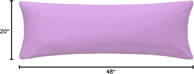 iMaylex Soft 100% Egyptian Cotton Zipper Pillow Case, Cozy and Lightweight Pillowcase, Easy Care, Light Purple, Body, 20'' x 48''