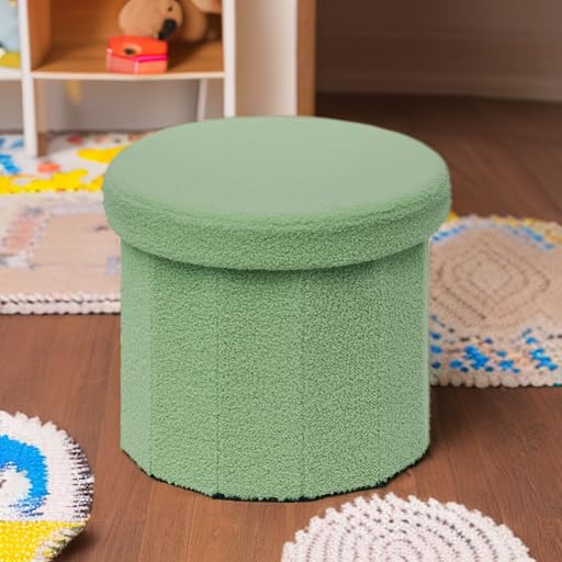 B FSOBEIIALEO Storage Ottoman Cube, Flowers Shaped Ottomans with Storage Foot Stool Footrest for Lving Room, Boucle Ottoman Seat for Dorm Room,Faux Teddy Fur,White 12.6"x12.6"x12.6" Dormly