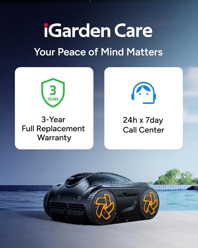 (2025 Upgrade) Pool Cleaner K60, 6H Runtime Cordless Robotic Pool Vacuum, Touch Screen, Smart Navigation, Cleans Floor, Walls, Waterline, Ideal for Above & In-Ground Pools, Self-Parking