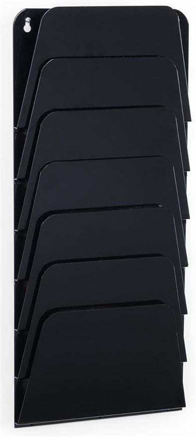 Set of 2 - Folder Wall Rack, 7 Pockets, Letter/Legal Size, Office Filing Organizer (Black)