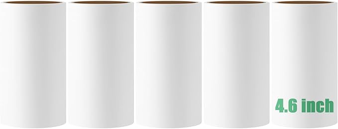 4.6 inch Giant Lint Roller Refills Compatible with Evercare Giant Lint Rollers and T Handle Lint Roller Extreme Stick Pet Hair Remover Adhesive Refills 5 Rolls 60 Sheets per Roll Total 300 Sheets