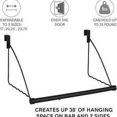 HOLDN’ STORAGE Over The Door Hanger - Door Rack Hangers for Clothes - Space Saving Designed for Bedroom & Bathroom - Ideal for Clothes & Towels - Drying Rack, Black