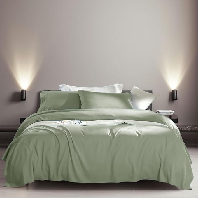 SONORO KATE Bed Sheet Set Super Soft Microfiber 1800 Thread Count Luxury Egyptian Sheets Fit 18-24 Inch Deep Pocket Mattress Wrinkle-6 Piece (Sage, Twin XL)