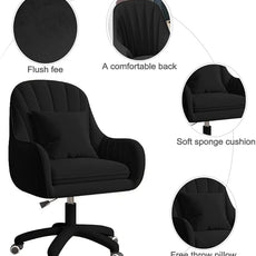 Home Office Chair Computer Chair with Mid-Back Upholstered Modern Tufted Computer Task Chair Swivel Height Adjustable Velvet Accent Chair Suitable for Bedroom, Study