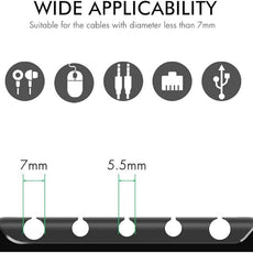 AHASTYLE Cable Organizer Holder 5 Slots Desktop Cord Wire Clips Keeper for Organizing USB Cable/Power Cord/Wire Home Office and Car (Black)