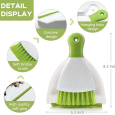 Dust pan Broom Brush Dustpan - Small Broom and Dustpan Set,Mini Broom and Dustpan, Small Dustpan and Brush Set for Home Cleaning,Sofa,Desk,Guinea Pig Cage,Cat Litter etc.（Green 3 Set）