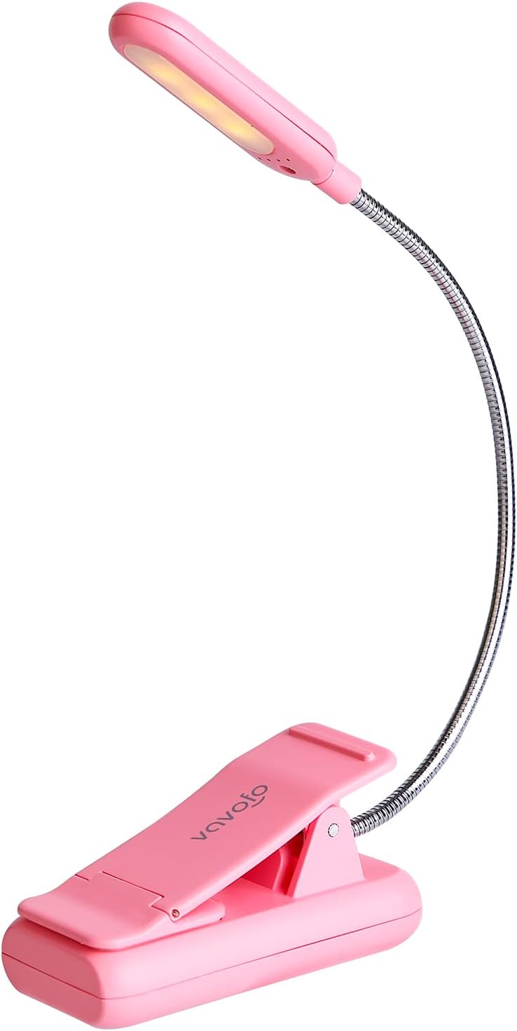 VAVOFO Clip On Book Light for Bed Kids, 7 LED Reading Light with 9-Level Warm Cool White Daylight, Eye Care Lamp with Power Indicator for Bookworms (Blue) Dormly