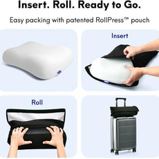 Cushion Lab Travel Deep Sleep Pillow – Compact Memory Foam Neck Pillow for Sleeping, Portable Pillow for Hotels, Camping, Side & Back Sleepers, On-The-Go – Black