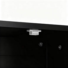 SUPER DEAL Modern Bathroom Floor Storage Cabinet with Adjustable Shelf and Double Door Rust Proof, Living Room Modern Home Furniture Storage Organizer Cabinet, Black