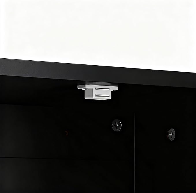 SUPER DEAL Modern Bathroom Floor Storage Cabinet with Adjustable Shelf and Double Door Rust Proof, Living Room Modern Home Furniture Storage Organizer Cabinet, Black