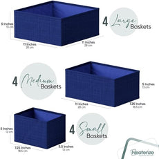 Drawer Organizer Set of 12 - Navy Dresser Organizer for Nursery, Bedroom & Closet