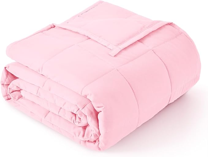 Topblan Weighted Blanket 15 pounds, Soft Cooling Weighted Blanket Full Size for Adults, Breathable Comfort Blanket with Glass Beads for Bed Sofa All Season, 48 x 72 inches, Pink