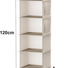 YOUDENOVA Hanging Closet Organizer, 6-Shelf Closet Hanging Storage with Side Pockets, Beige