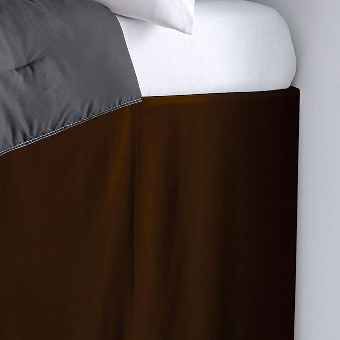 600TC -Dorm Bed Skirt - Split Corner Tailored Dorm Sized Bed Skirt - Dorm Room Essentials - Dorm Bed Skirt 100% Egyptian Cotton - Dorm Décor Bed Skirt Twin XL - 50" Drop (Chocolate, Solid)