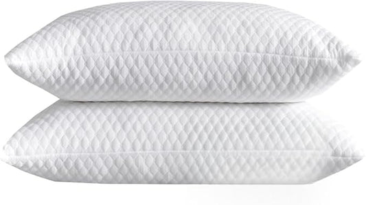NTCOCO Shredded Memory Foam Bed Pillows for Sleeping Queen Size Set of 2,with Washable Removable Hypoallergenic Sleep Pillow for Back and Side Sleeper