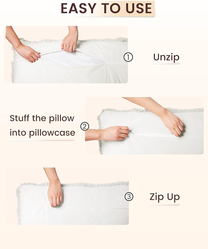 ZonLi Fuzzy Body Pillow Cover, 20"x 54" Pillowcase, Faux Fur Long Pillow Cover with Zipper, Fluffy Soft Plush Decorative Cases for Bedroom (White)