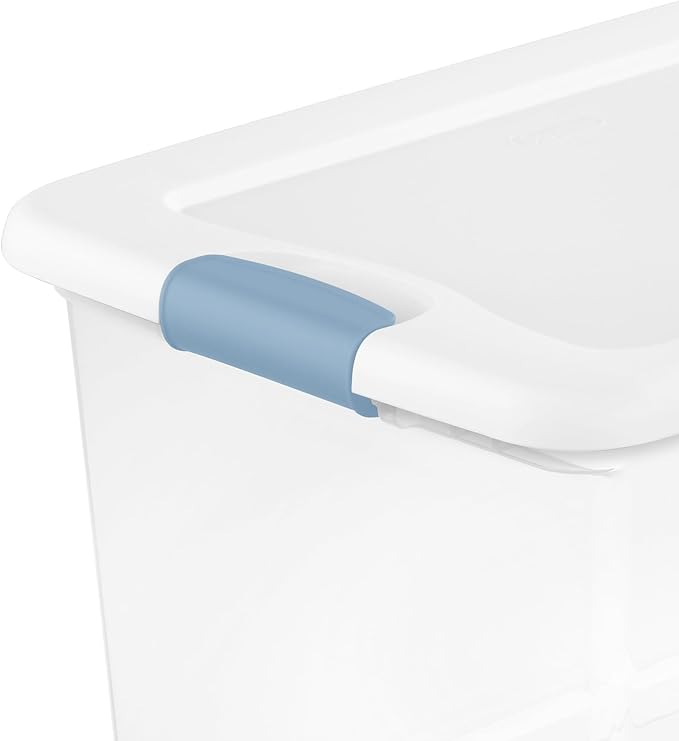 Sterilite 20-Pack Latching Box, Under Bed Storage Bins with Lids, Clear Plastic, 106 Quart - Heavy-Duty Organizing Containers for Closet, Bathroom, and Office