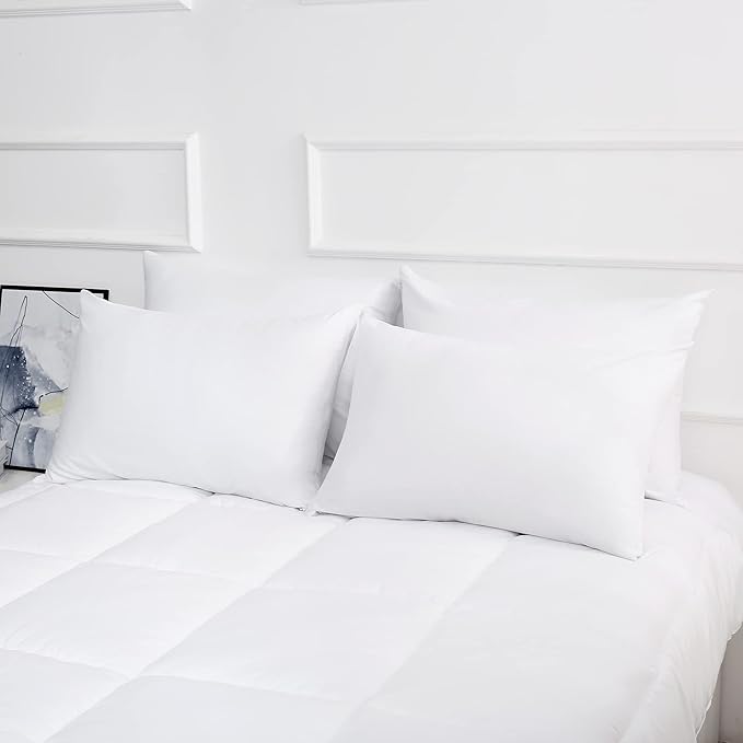 Cotton Pillow Protectors/Cases Standard Size with Zipper 2 Pack White Color,Cooling & Breathable Bed Pillow Protectors Set of 2 Pillow Cases Cover (Standard Size 20" x 26")