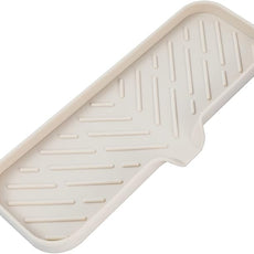 Silicone Bathroom Soap Dishes with Drain Spout-Bathroom and Kitchen Sink Organizer,Sponge Holder,Dish Soap Tray,Perfect for Dispenser,Scrubber,Bottle,Cup on Sink or Counter-Tapioca 12