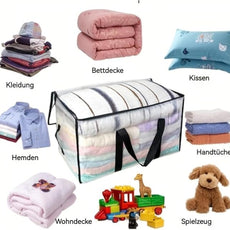 8 Pack-Extra Large Heavy Duty Moving Bags - Waterproof Storage Totes with Handles & Zippers, Foldable for College Dorm, Storage (Clear)