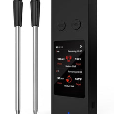 Bluetooth Wireless Meat Thermometer with App, Touch Screen, Audible Alarm, 2 Probes, 800ft Range & Rechargeable Base, Kitchen Food Thermometer for Cooking, BBQ, Smoker | Stocking Stuffers for Men
