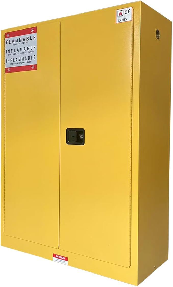 koxuyim Industry Safety Fireproof Cabinet 43" x 18.1" x 65.2" Explosion Proof Double Wall Construction Cold-Rolled Steel 45 Gal Flammable Safety Cabinet, ROHS & CE Certified for Industrial