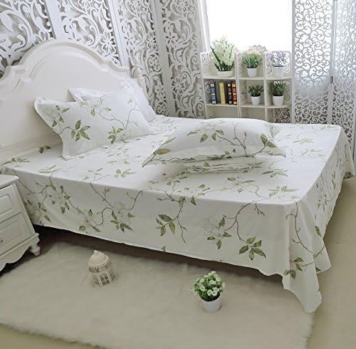 FADFAY White Floral Print Bed Sheet Sets 4-Piece Full
