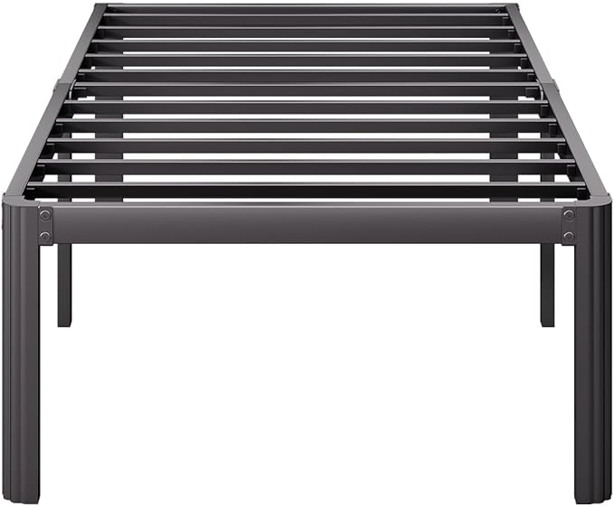 Askeld Bed Frame Twin, 16 Inch High Metal Platform Bed with Round Corner Leg, No Box Spring Needed, Heavy Duty Noise-Free Bed Base, Easy Assembly, Black