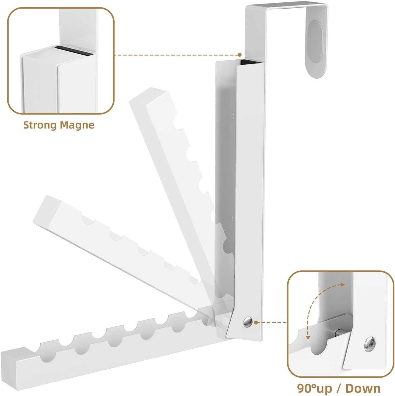 BAKON Over The Door Hanger Folding Clothes Drying Rack, Folding Hanging Coat Rack for Indoor Laundry Room Compact Small Space Foldable Portable Clothing Hanger Hook Collapsible- 2 Pack Dormly