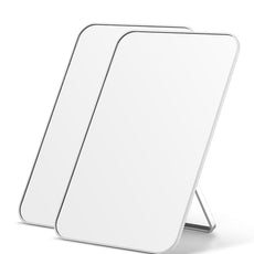 OMIRO Desk Makeup Mirror, 8 x 5 inches Table Mirror with Foldable Stand and Hanging Hole for Shaving and Travelling, White,2PCS